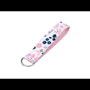 Key fob wristlet light floral rose gold keychain